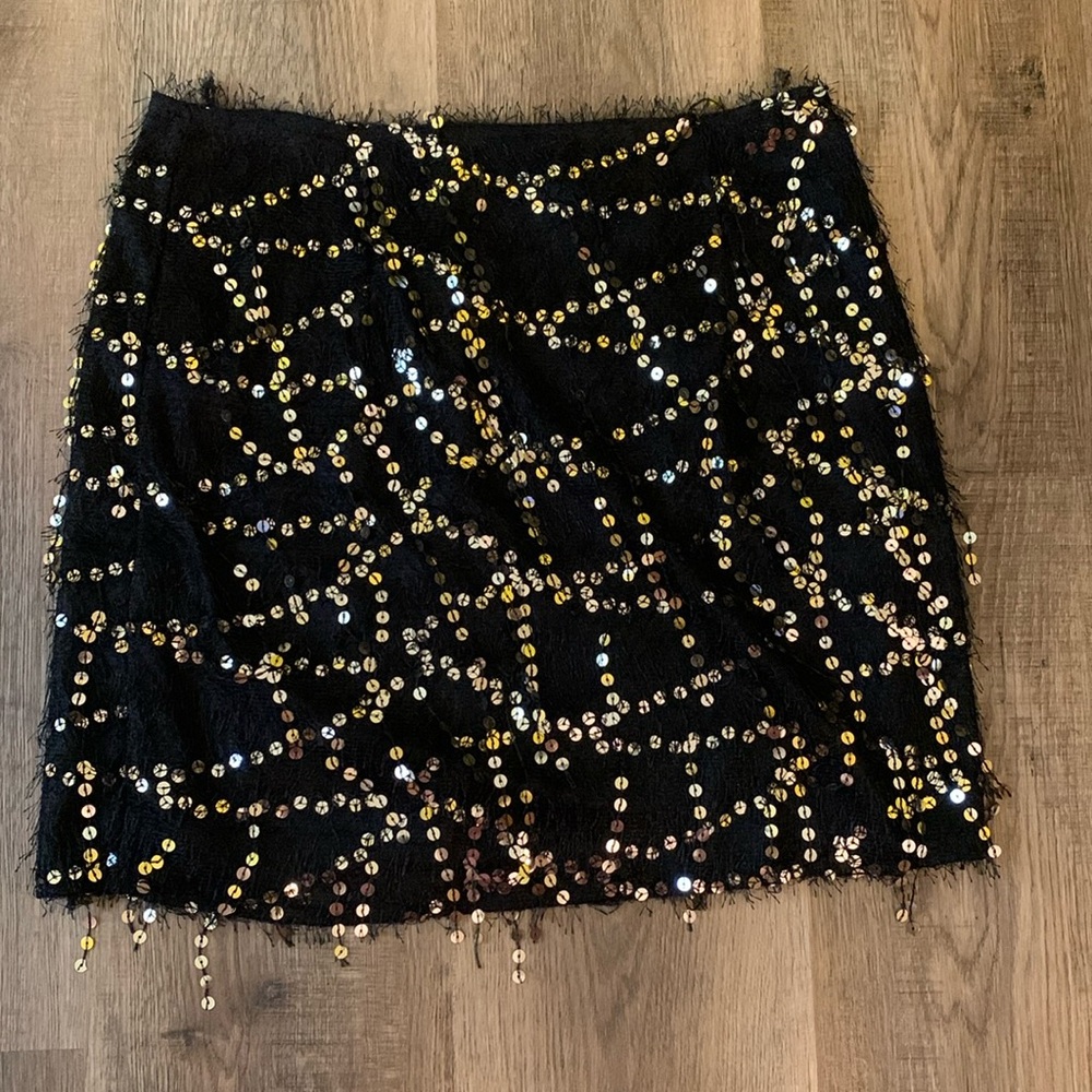 Fringe and sequin black skirt by Southern Fried Chics